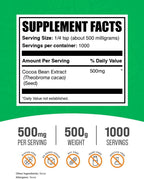 BulkSupplements Extracto de Cacao en Polvo - 500g (1.1 lbs), Sin Endulzar, Vegano y Sin Gluten