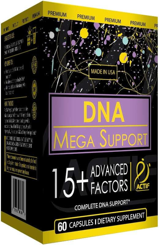 ACTIF DNA Mega Support con 15+ Factores Avanzados - Non-GMO, Acción Rápida, 60 Cápsulas