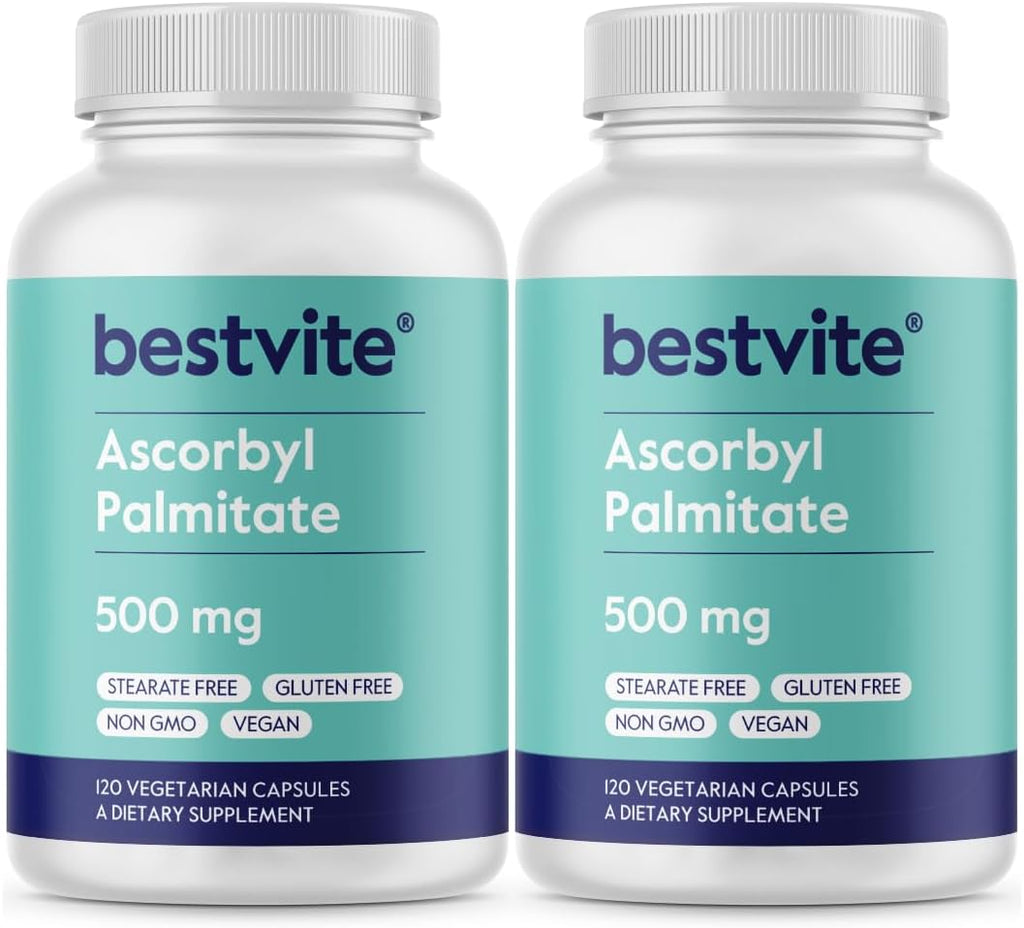 BESTVITE Ascorbyl Palmitate 500 mg (120 Vegetarian Capsules) - No Stearates, No Fillers