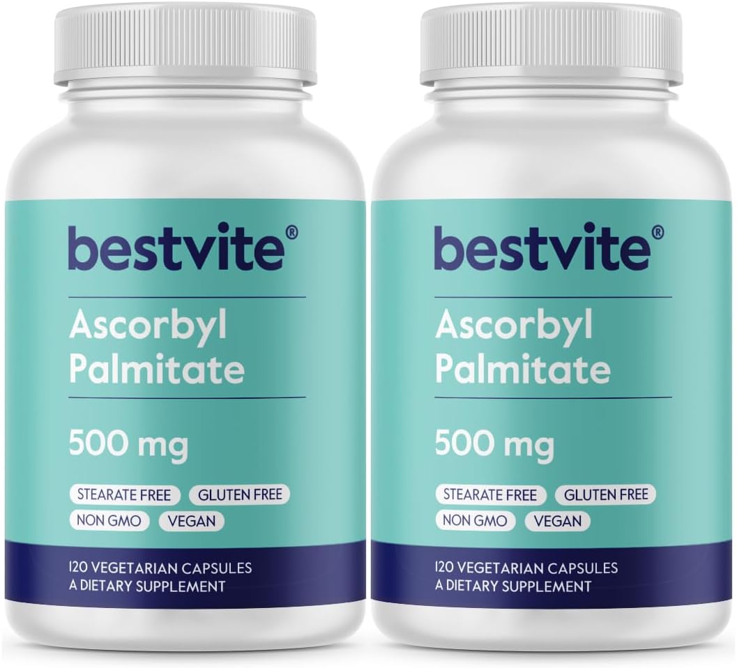 BESTVITE Ascorbyl Palmitate 500 mg (120 Vegetarian Capsules) - No Stearates, No Fillers