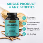 Pure Organic Ashwagandha Capsules with Bioperine - 2400 mg - 120 Cápsulas