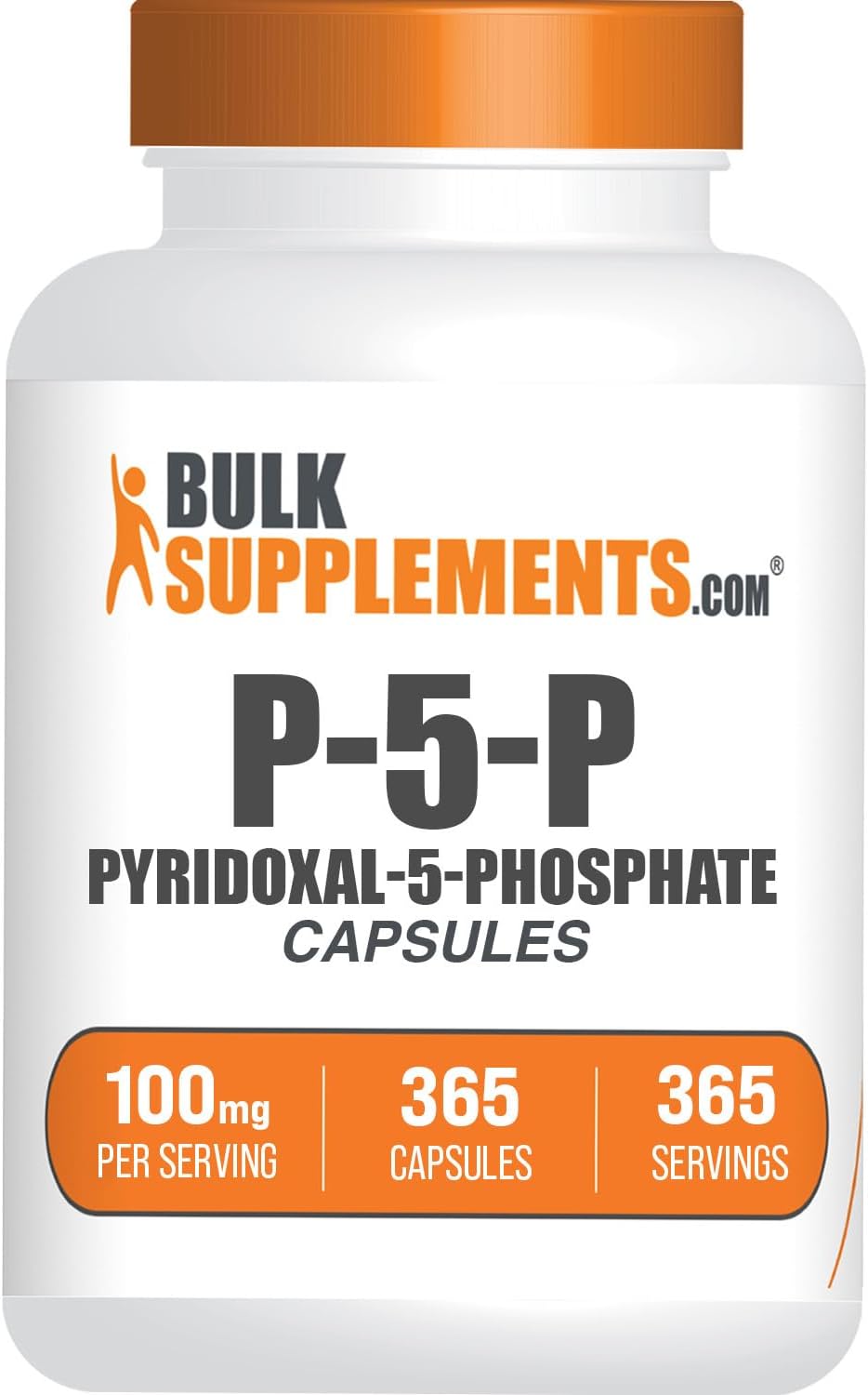 BulkSupplements.com Pyridoxal 5 Fosfato Cápsulas - Suplemento P5P, Vitamina B6 - Esencial y Sin Gluten, 100 mg, 365 Cápsulas