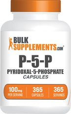 BulkSupplements.com Pyridoxal 5 Fosfato Cápsulas - Suplemento P5P, Vitamina B6 - Esencial y Sin Gluten, 100 mg, 365 Cápsulas