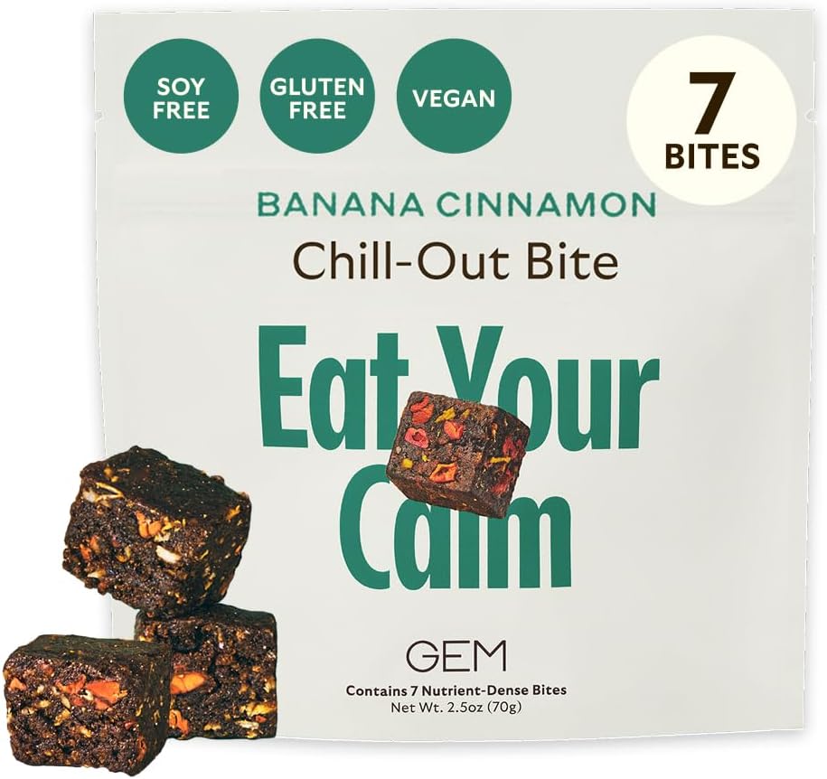 GEM Calm Bite – Snack de Magnesio con Melisa y Clorela, 7 Unidades (Plátano y Canela)