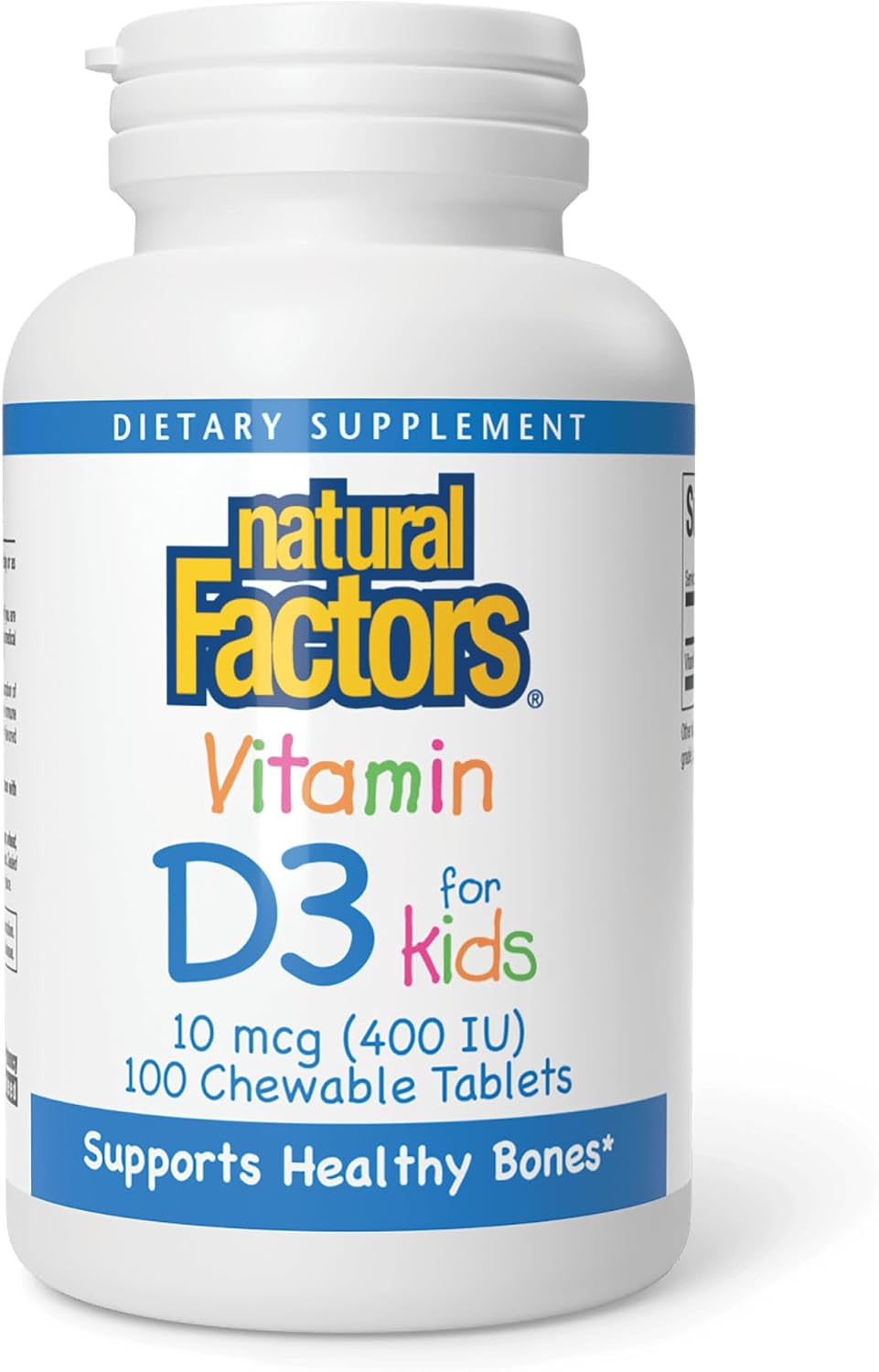 Natural Factors - Kids Vitamin D3 400 IU - 100 Chewable Tablets