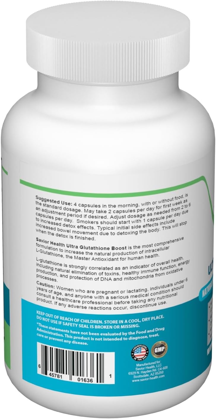 Savior Health Ultra Glutathione Boost - 120 Cápsulas Veganas