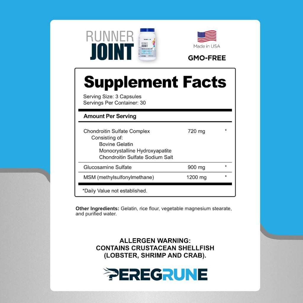 PEREGRUNE Runner Multivitamin & Joint Support Supplement - Complejo B, Antioxidantes, Glucosamina, Condroitina y MSM