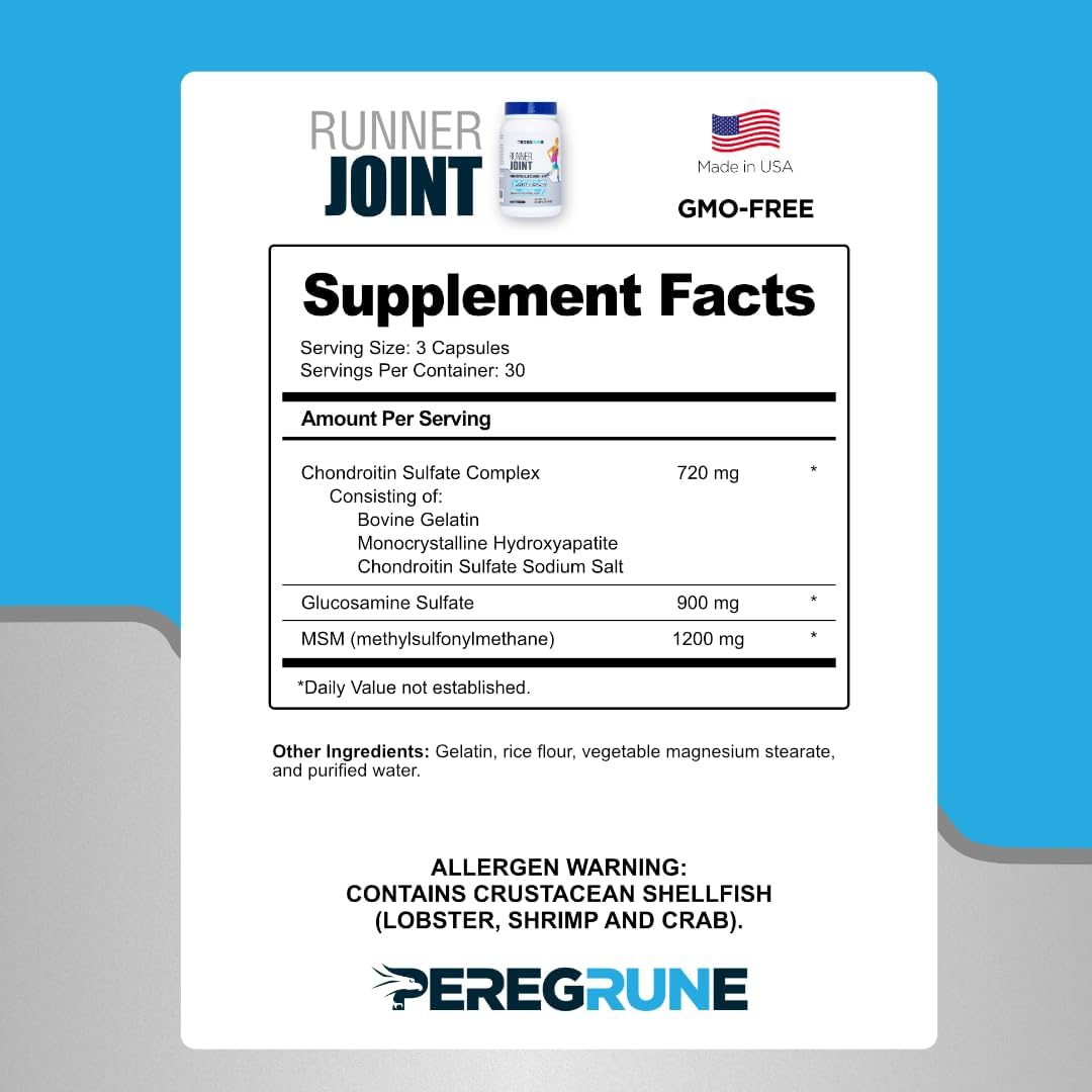 PEREGRUNE Runner Multivitamin & Joint Support Supplement - Complejo B, Antioxidantes, Glucosamina, Condroitina y MSM