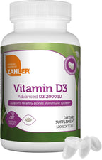 Zahler Vitamina D3 Avanzada 2000 UI, 250 Cápsulas Blandas - Suplemento de Vitamina D3 para Huesos, Dientes, Músculos e Inmunidad