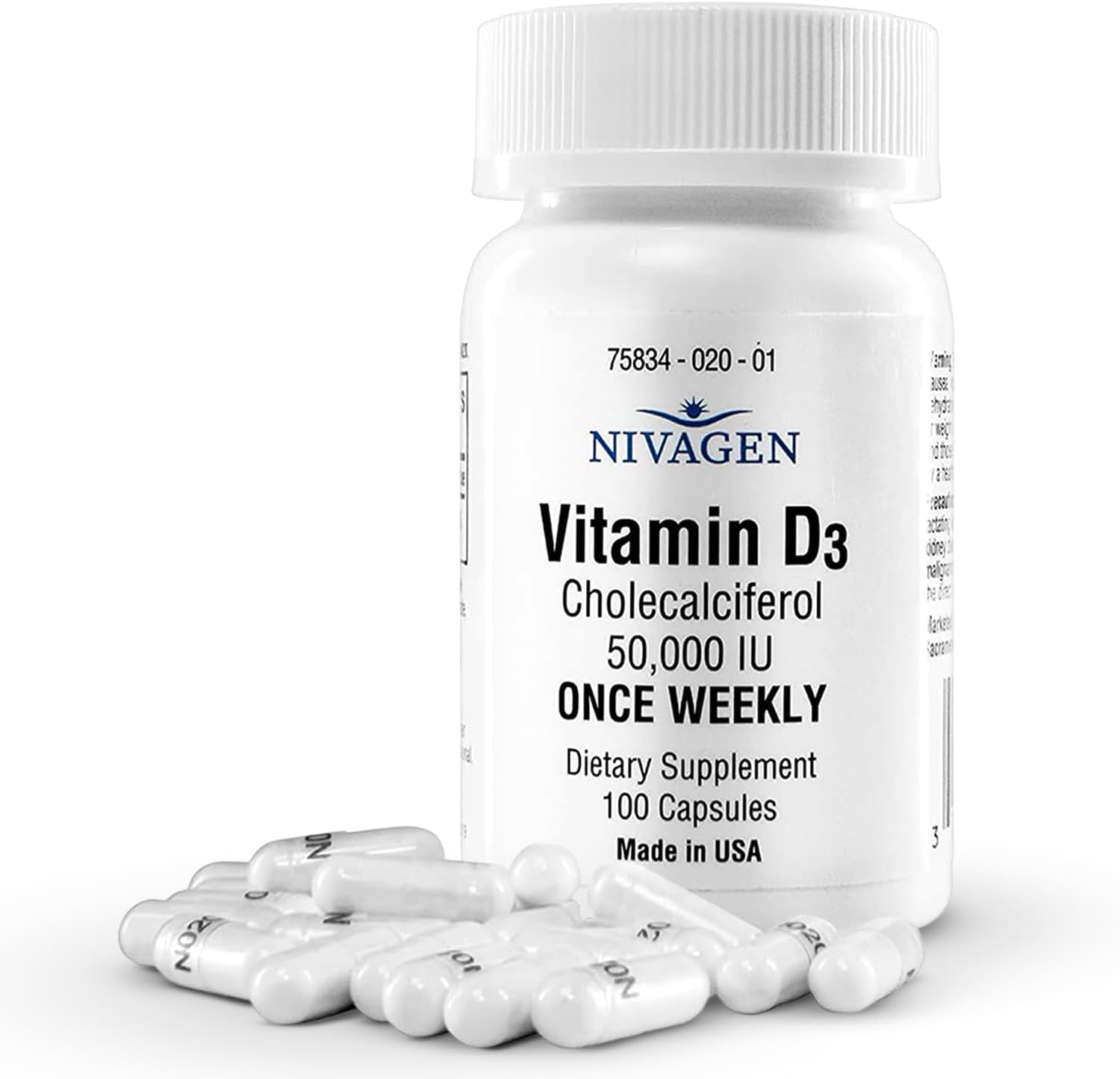 Nivagen Vitamina D3 50.000 UI (1250 mcg) Dosis Semanal - 100 Cápsulas