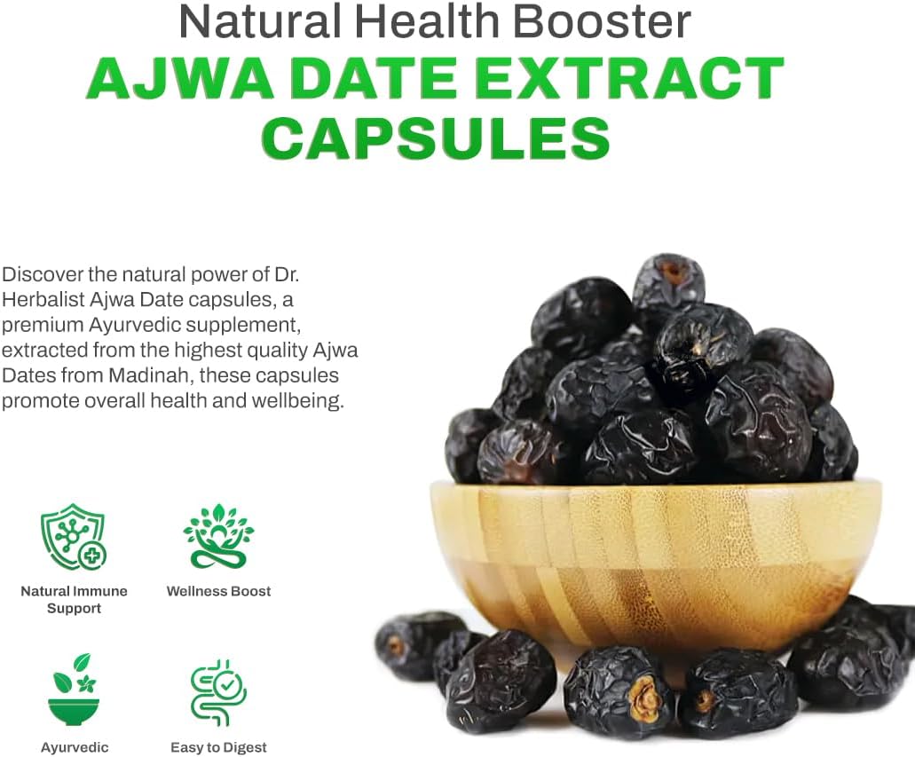 Dr. HERBALIST Extracto de Dátil Ajwa 350mg - 60 Cápsulas Vegetarianas