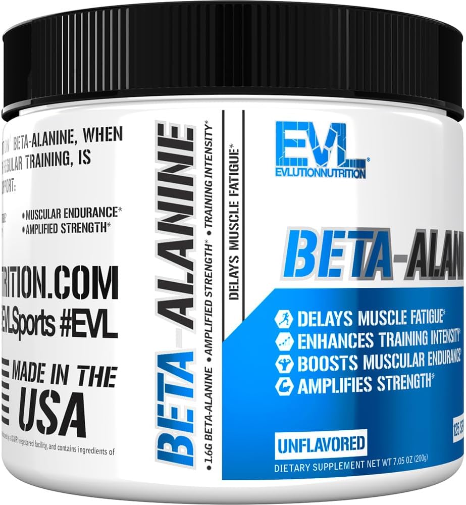 Evlution Nutrition Beta-Alanina Pura en Polvo - 125 Raciones (1.6g por Ración) Sin Sabor