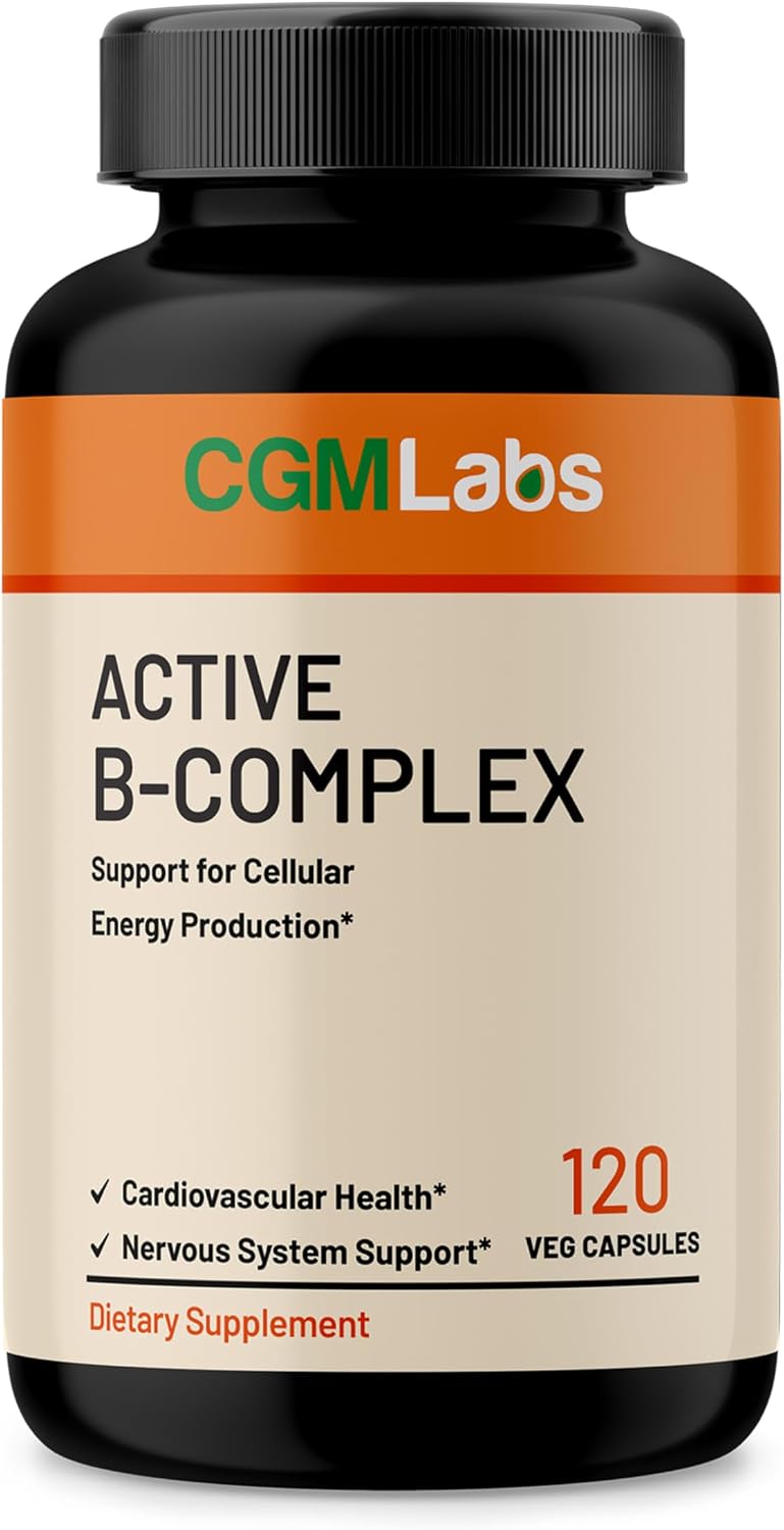 Vitamin B Complex – Complejo B Activo con B1, B2, B3, B6, B12, Folato, Biotina, Ácido Pantoténico e Inositol – 60 Cápsulas