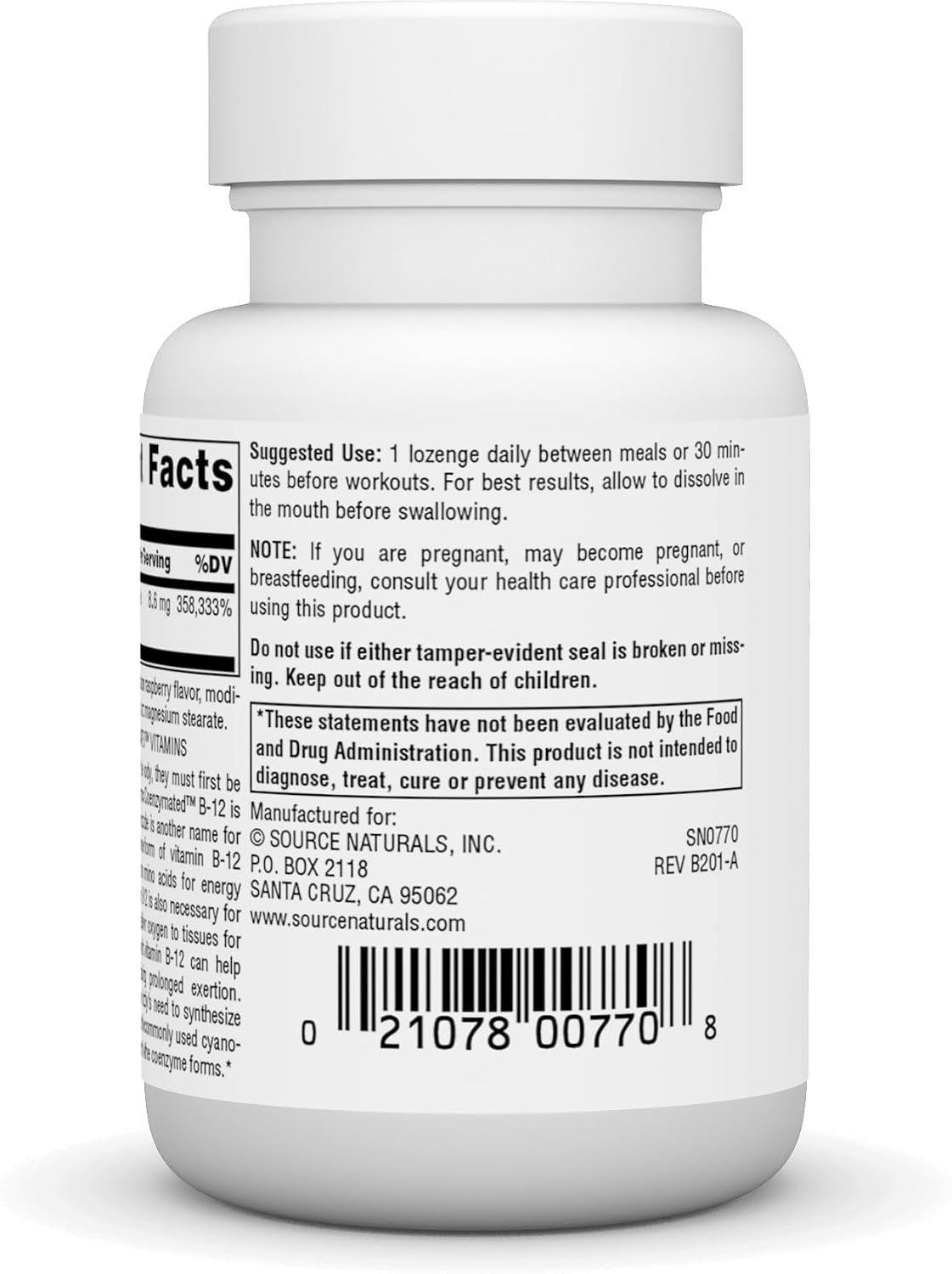 Source Naturals Dibencozide - B12 Coenzimada Serie Atlética, Suplemento Dietético de Disolución Rápida - 60 Comprimidos