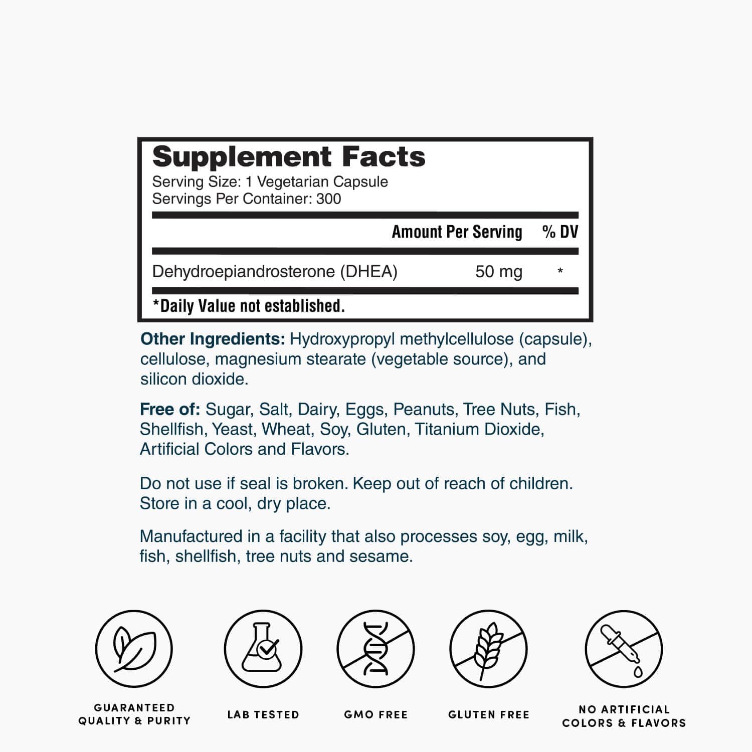Nature's Lab DHEA 50mg - 300 Cápsulas