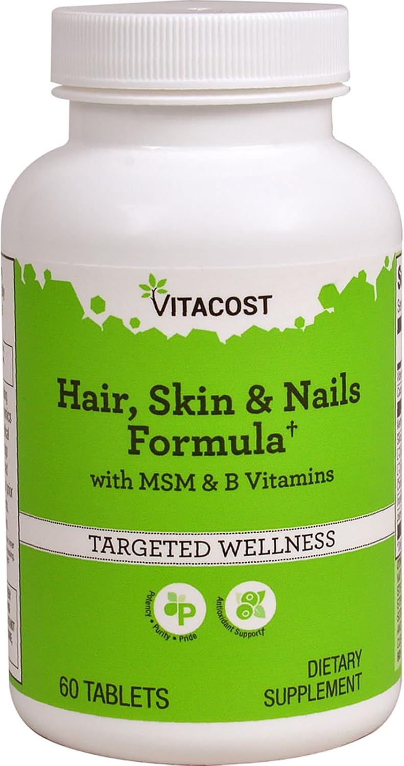 Vitacost Fórmula para Cabello, Piel y Uñas con MSM y Vitaminas B, 60 Comprimidos