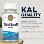 KAL L-Glutathione SR, Suplemento de Glutatión Reducido, Alta Absorción, 60 Cápsulas Veganas