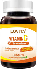 LOVITA Vitamina C 1000 mg con Bioflavonoides Cítricos y Escaramujo, Liberación Prolongada, 120 Comprimidos Veganos