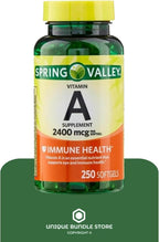 Vitamina A 2400 mcg – 250 Cápsulas Blandas, Suplemento de Retinol de Alta Potencia para Visión y Piel