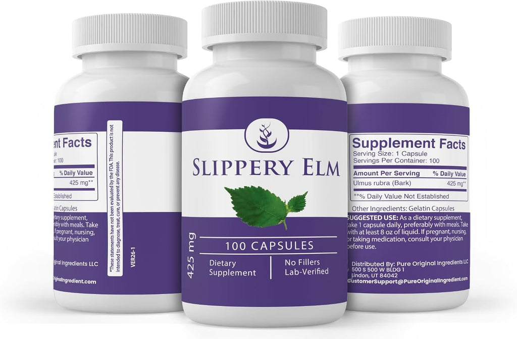Pure Original Ingredients Slippery Elm, 100 Cápsulas Puro Sin Aditivos