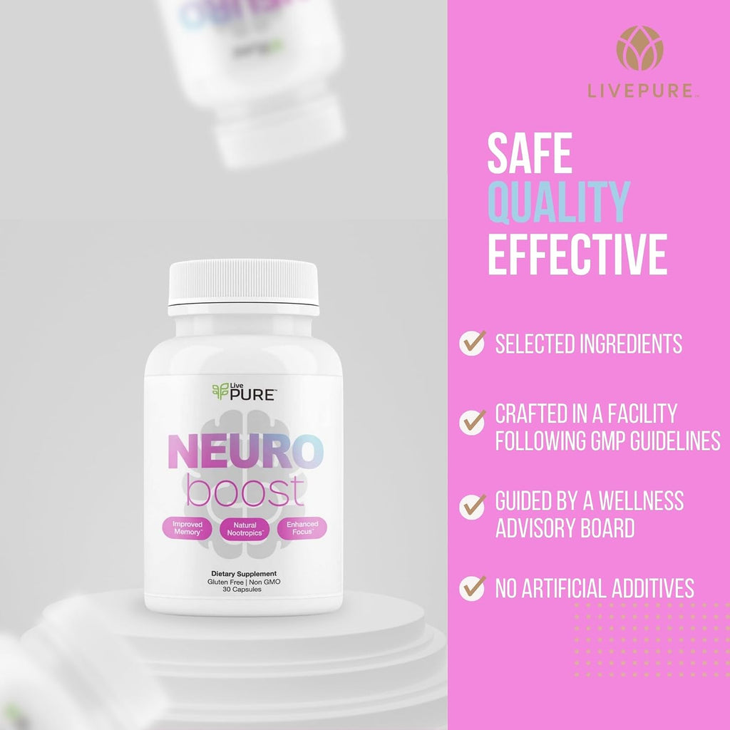 Pure Neuro Boost - 30 Cápsulas - Suplemento Nootrópico Natural