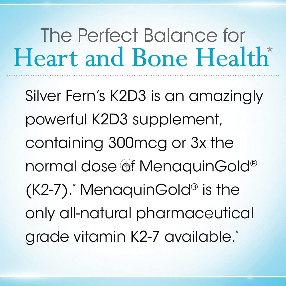 Silver Fern Vitamina K2-D3 - Complemento Natural con K2 MK-7 y D3 - 30 Cápsulas
