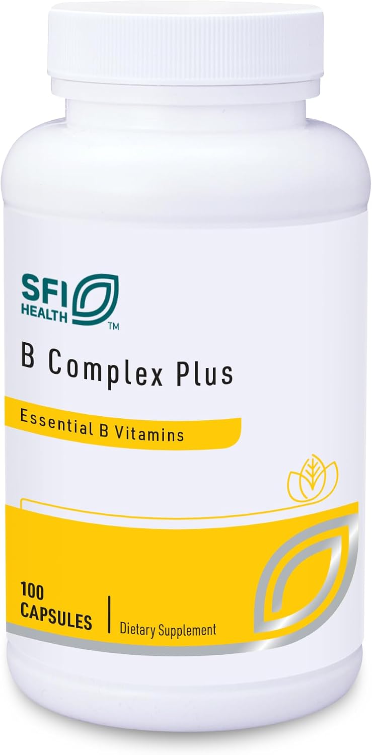 Klaire Labs B Complex Plus - Complejo de vitamina B de alta potencia con B12 Metilcobalamina, B6 y Metafolina Folato - Apoyo energético, digestivo y cerebral - Hipoalergénico (100 cápsulas)