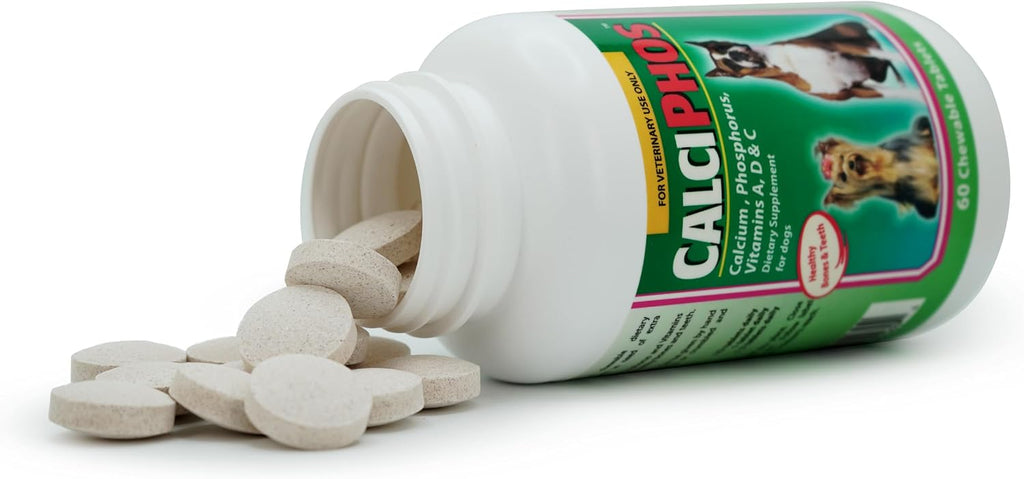 Calciphos Suplemento Dietético para Perros y Gatos, 60 Comprimidos Sabor Beicon