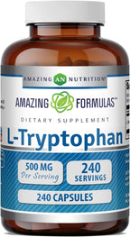 L-Triptófano 500 mg Suplemento Alimenticio - 120 Cápsulas - Amazing Formulas