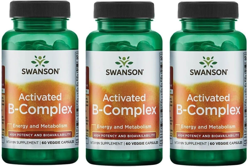 Swanson Activated B-Complex - Complejo B Activo de Alta Potencia y Biodisponibilidad (60 Cápsulas Veganas) (Pack de 2)