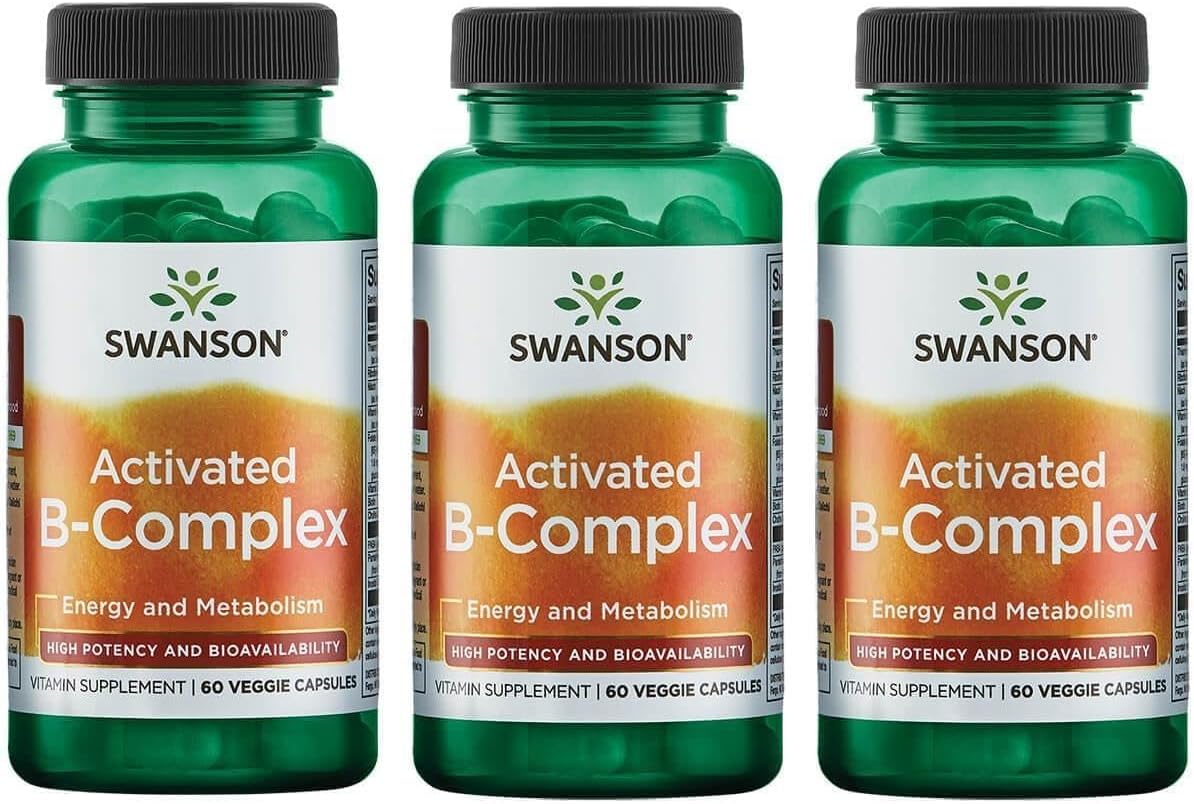 Swanson Activated B-Complex - Complejo B Activo de Alta Potencia y Biodisponibilidad (60 Cápsulas Veganas) (Pack de 2)