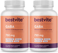 BESTVITE GABA 750mg por Cápsula - 240 Cápsulas Vegetarianas - Sin Estearatos - Vegano - Sin Gluten - No GMO