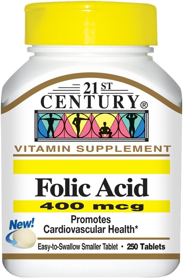21st Century Ácido Fólico 400 mcg Comprimidos, 250 Unidades (Paquete de 2)