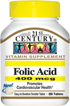 21st Century Ácido Fólico 400 mcg Comprimidos, 250 Unidades (Paquete de 2)