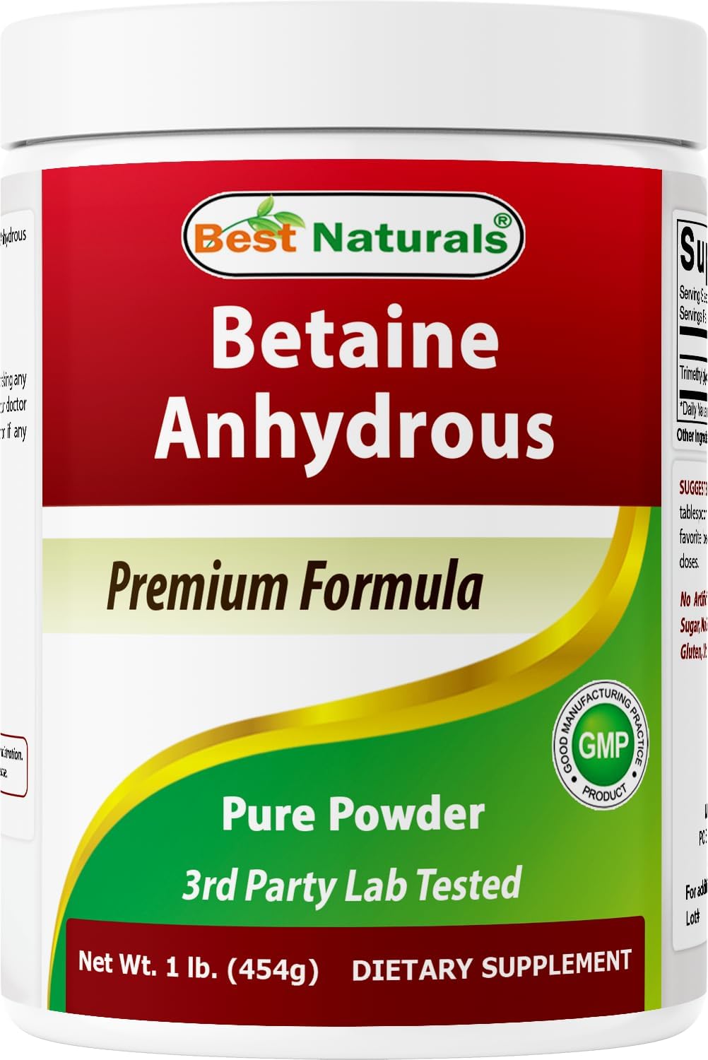 Best Naturals Betaína Anhidra Trimetilglicina (TMG) Polvo Puro 454 g (1 Libra)