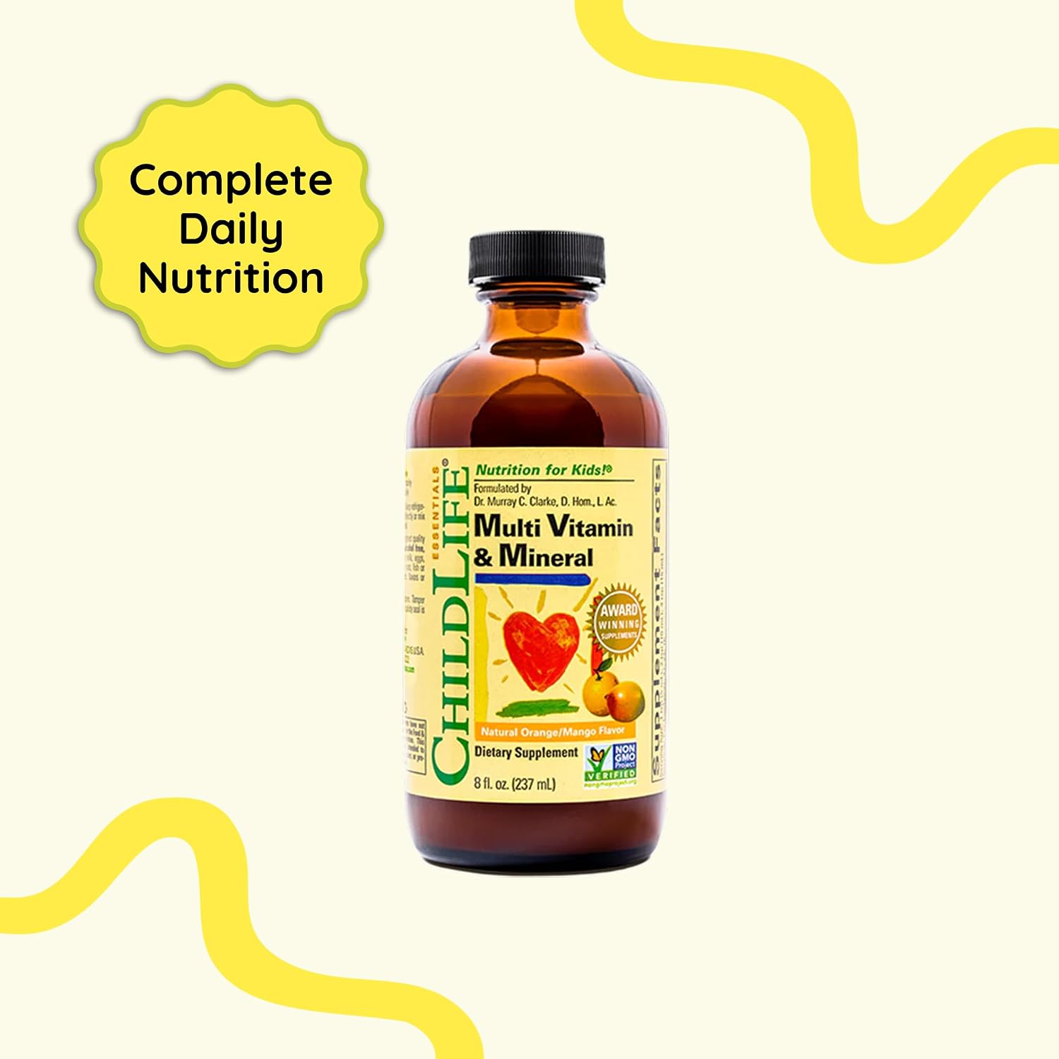 CHILDLIFE ESSENTIALS Multivitamin and Mineral for Kids - Natural Orange Mango Flavored Liquid Supplement, 236 ml (1 Pack)