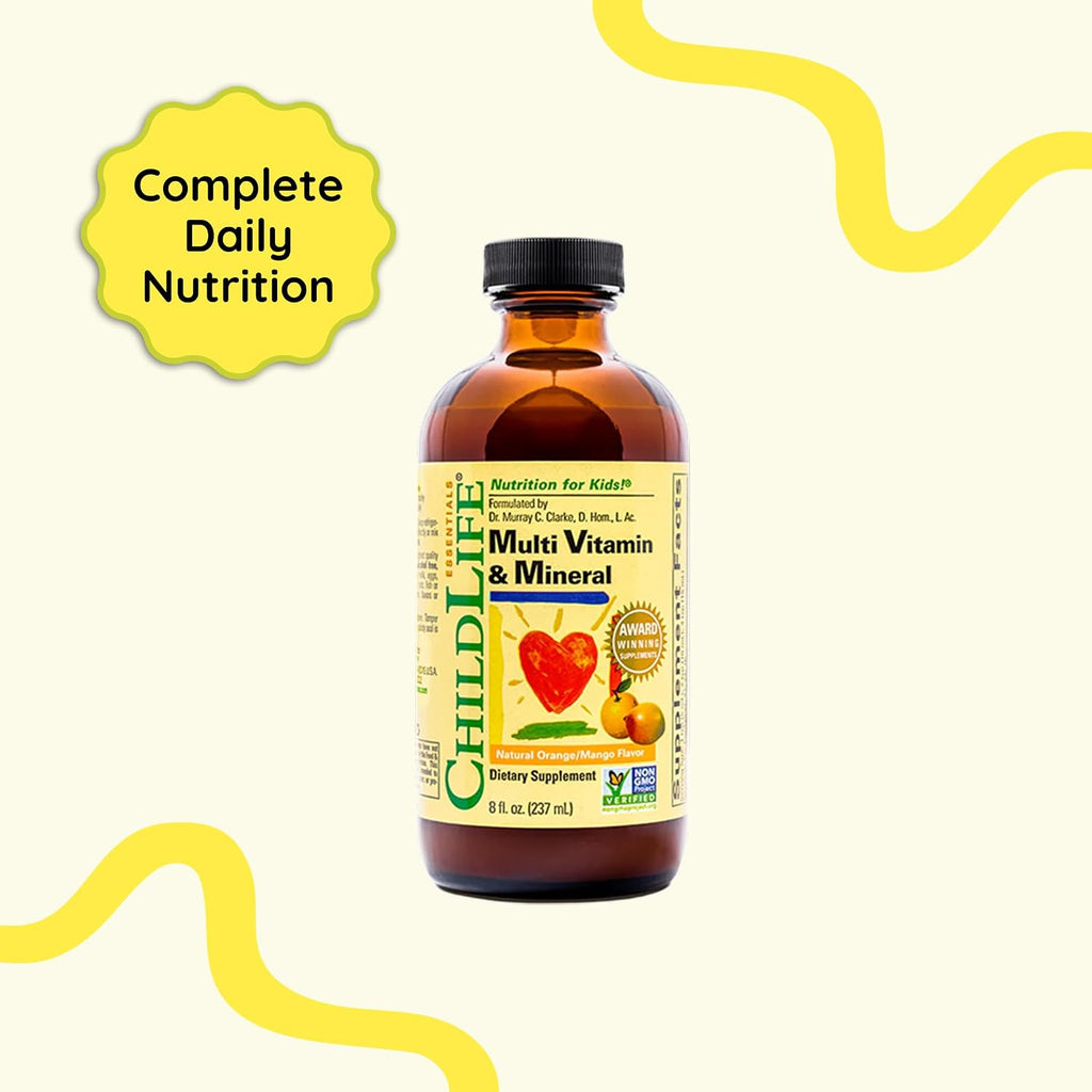 CHILDLIFE ESSENTIALS Multivitamínico y Mineral para Niños - Líquido con Sabor Natural a Naranja y Mango, 240 ml