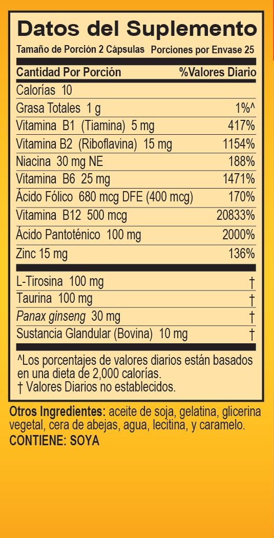Super Macho Dietary Supplement with High-Potency Zinc and 7 B Vitamins, Preservative-Free, Sugar-Free, and Caffeine-Free, 50 Soft Capsules