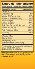 Super Macho Dietary Supplement with High-Potency Zinc and 7 B Vitamins, Preservative-Free, Sugar-Free, and Caffeine-Free, 50 Soft Capsules