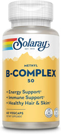 SOLARAY Methylated B Complex - B Vitamin Complex with B12, B6, B1, Folic Acid & Biotin - 60 Vegan Capsules