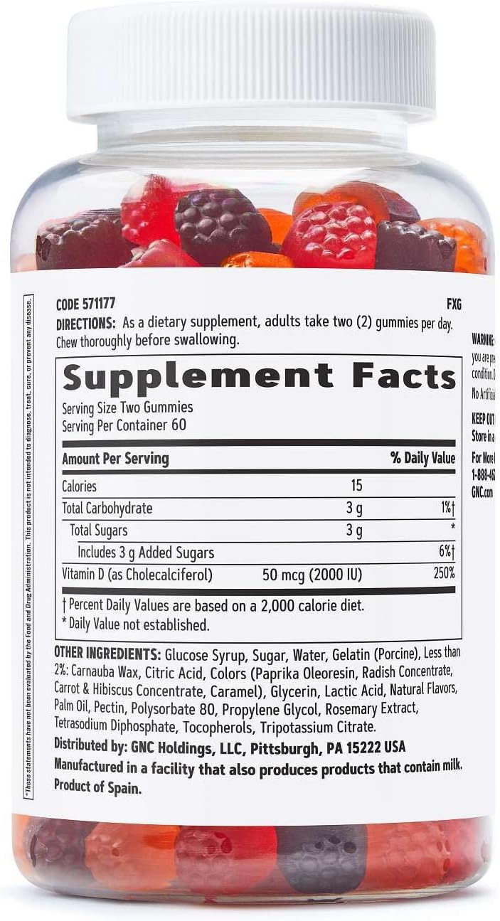 GNC Vitamin D-3 Gummies 2000 IU - 120 Gomitas