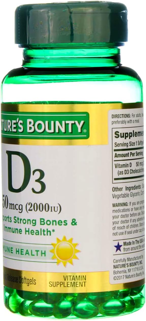 Nature's Bounty Vitamina D3 2000 IU - 150 Cápsulas Blandas, Pack de 6