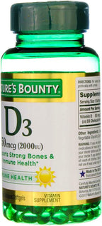 Nature's Bounty Vitamina D3 2000 IU - 150 Cápsulas Blandas, Pack de 6