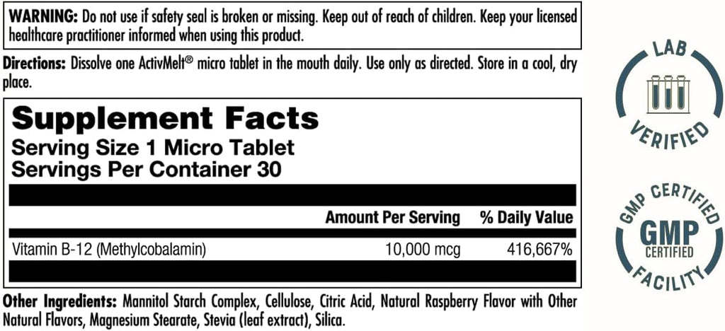 KAL Ultra B12 Metilcobalamina Sublingual 10000mcg - 30 Microcomprimidos