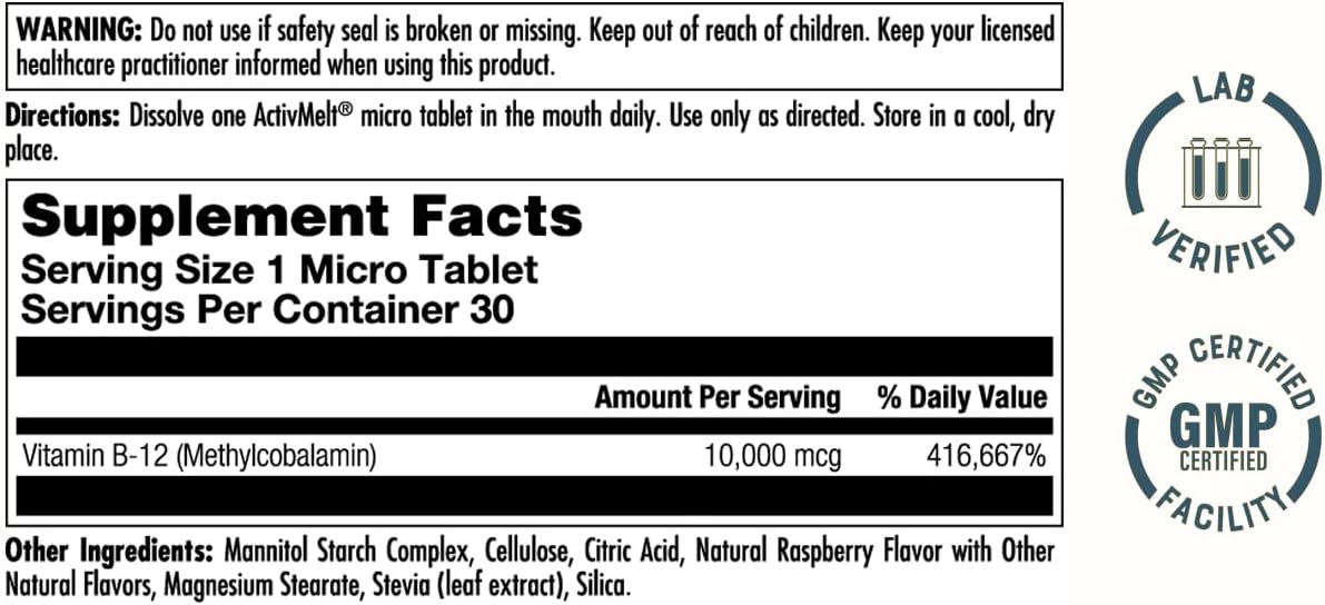 KAL Ultra B12 Metilcobalamina Sublingual 10000mcg - 30 Microcomprimidos