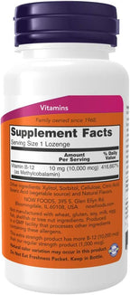NOW Foods Metil B-12 10000 mcg, 60 Comprimidos Sublinguales (Paquete de 2)