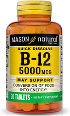 Mason Natural B-12 5000 mcg Comprimidos Sublinguales, 30 unidades (Paquete de 2)
