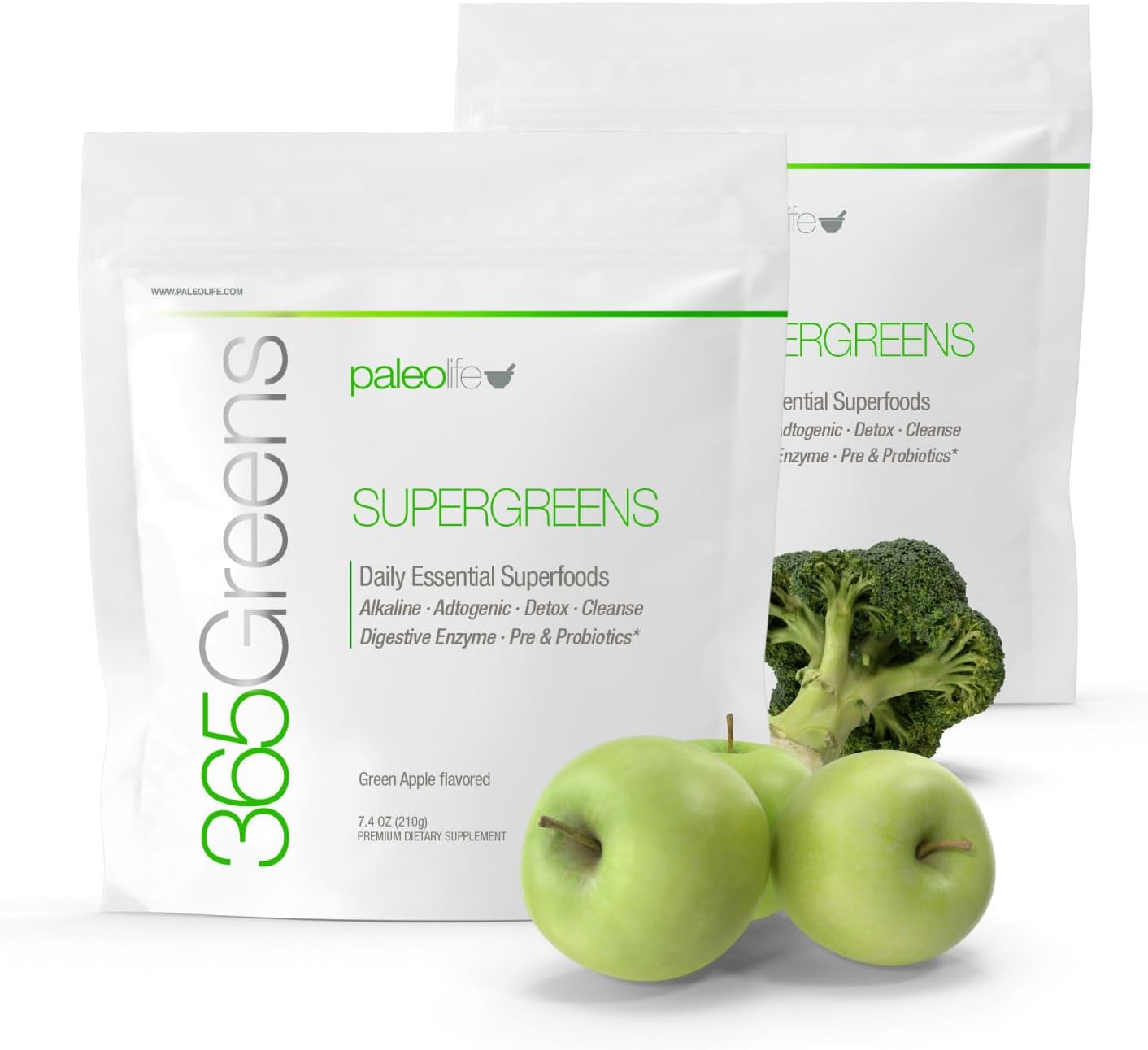 365Greens Daily Essential Premium Superalimento con 75 Minerales, Vitaminas, Verduras, Frutas y Adaptógenos, Verde 210 g (3 Unidades)