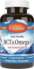 Carlson MCT & Omega-3, Coconut Oil, EPA & DHA, 60 Capsules