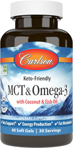 Carlson MCT & Omega-3, Coconut Oil, EPA & DHA, 60 Capsules